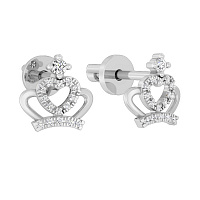Золоті пусети Корона з фіанітами (арт. 110588б)