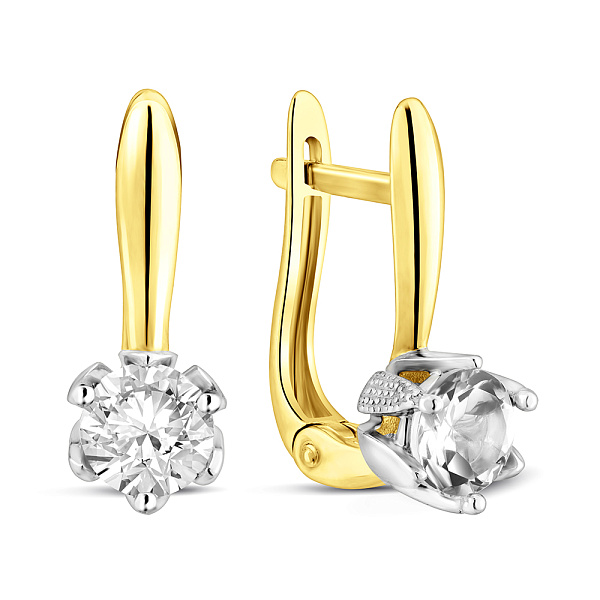 Золотые серьги с фианитом (арт. 112500ж) – изображение 1