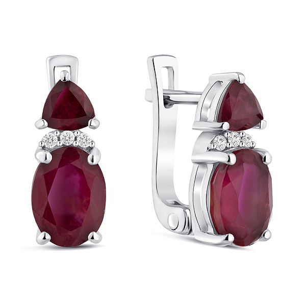 Серебряные серьги с рубином и фианитами (арт. 7502/2065333Р) – изображение 1