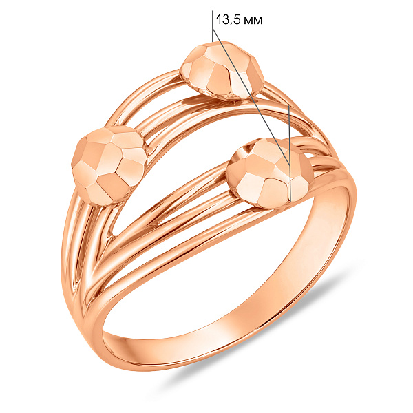 Золотое многослойное кольцо без камней (арт. 156075) – изображение 4
