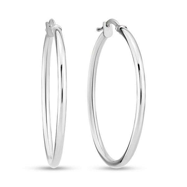 Серьги-кольца из белого золота (арт. 100742/35б) – изображение 1