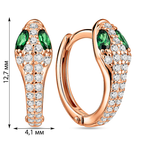 Серьги из красного золота Змея с фианитами (арт. 111416з) – изображение 4
