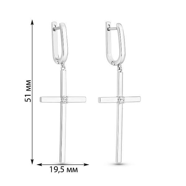 Серебряные серьги с подвеской крест (арт. 7502/2184) – изображение 2