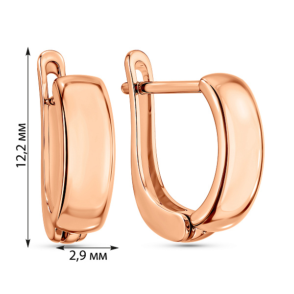 Серьги из красного золота без камней (арт. 106067) – изображение 4