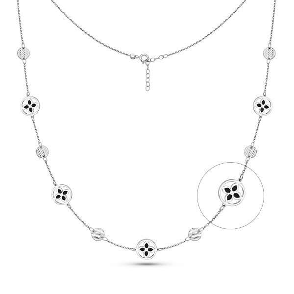 Колье из белого золота с эмалью (арт. 352647беч) – изображение 1