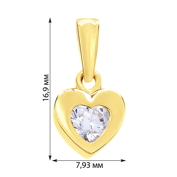 Золотая подвеска Сердечко с фианитом (арт. 440298ж) – изображение 2