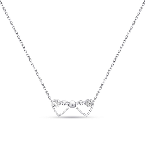 Серебряное колье Сердца с фианитами (арт. 7507/КЛ2Ф/037Ш-43) – изображение 1