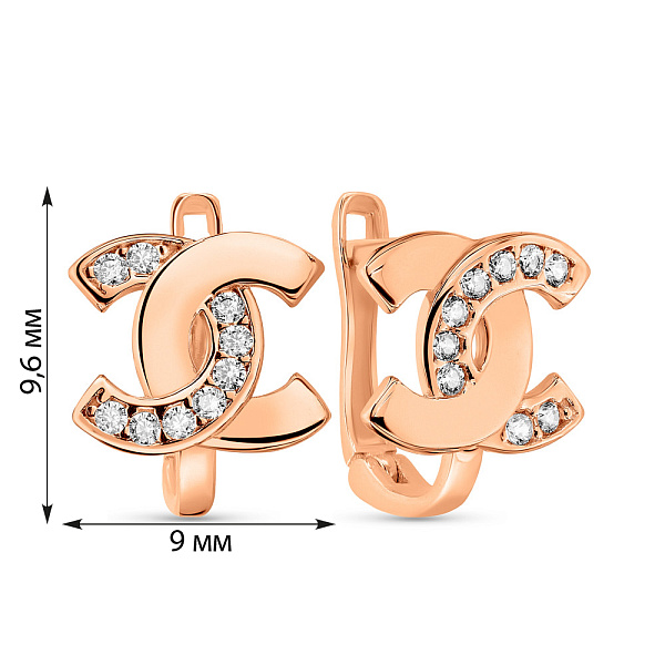 Серьги из красного золота с фианитами (арт. 105809) – изображение 4