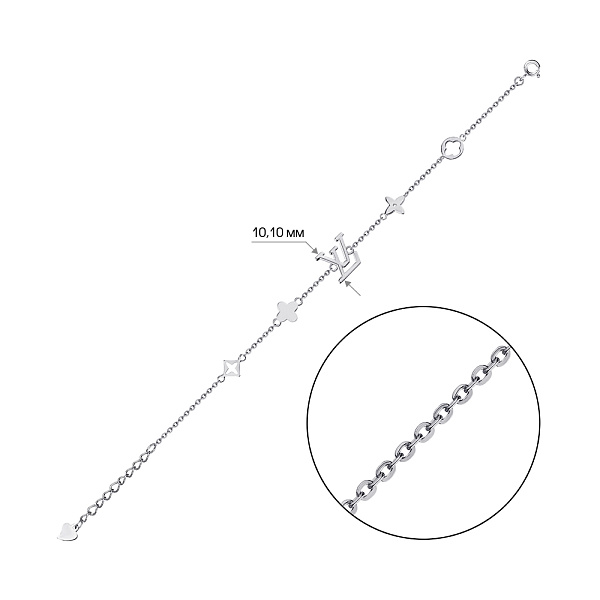 Серебряный браслет с клевером (арт. 7509/3128) – изображение 2