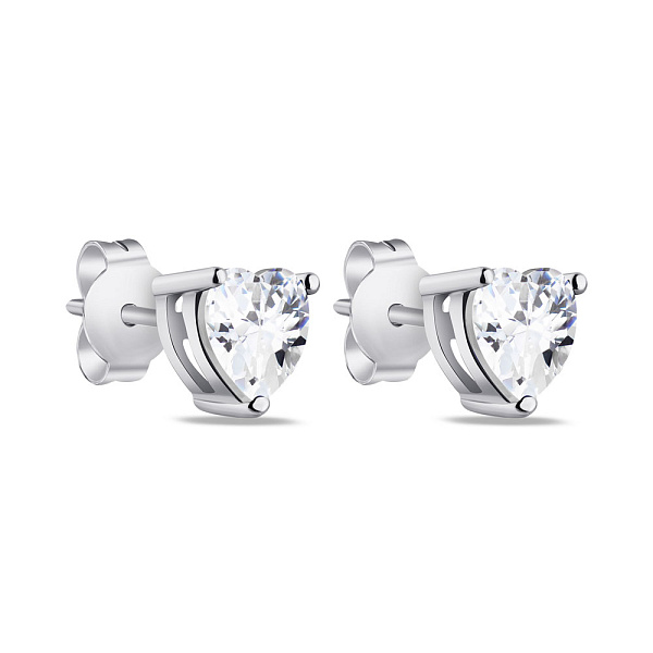 Серебряные серьги пусеты с фианитами (арт. 7518/5055) – изображение 1
