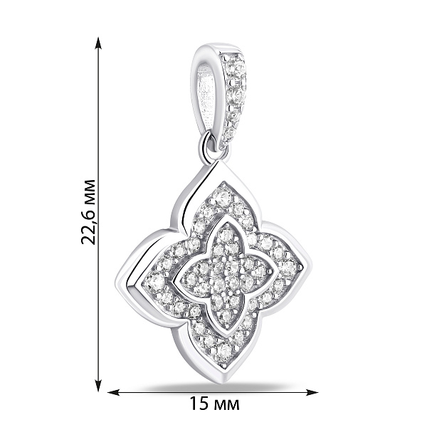 Серебряный подвес Цветок с фианитами (арт. 7503/4594) – изображение 2