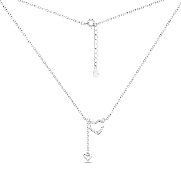 Серебряное колье с подвесками сердечка с фианитом (арт. 7507/2567) – изображение 2
