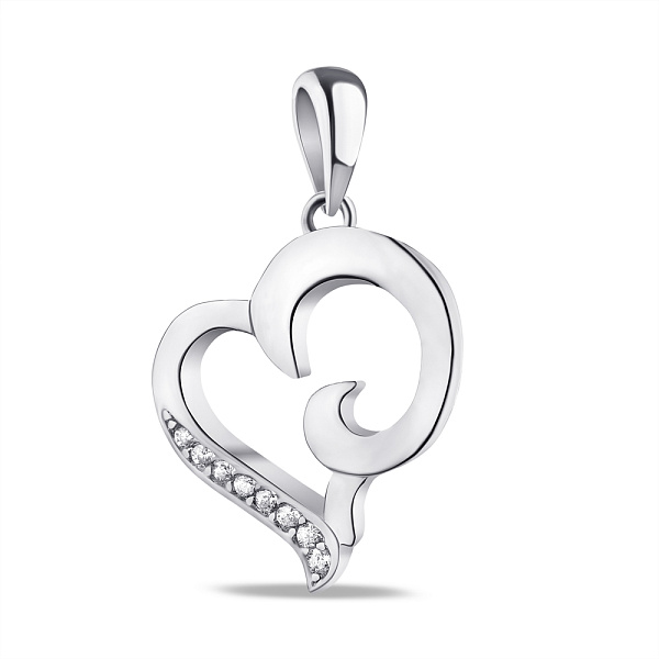 Серебряный подвес "Сердце" с фианитами (арт. 7503/3670) – изображение 1