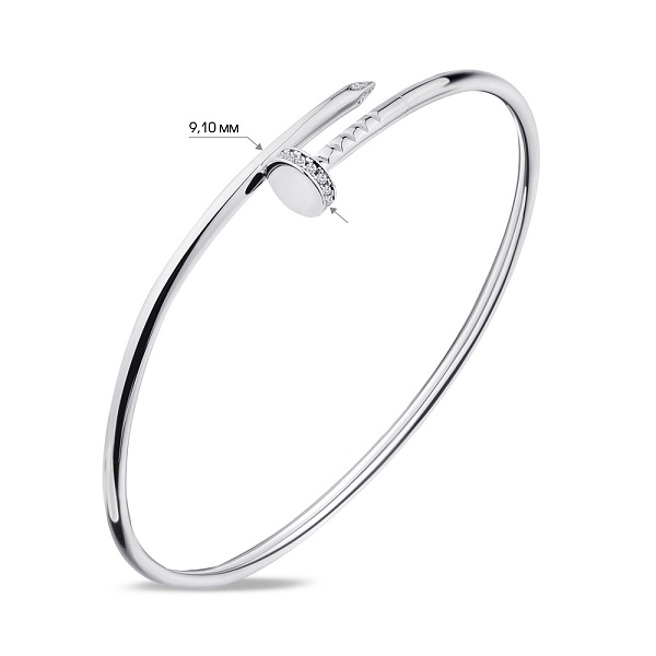 Браслет из серебра "Гвоздь" с фианитами (арт. 7509/3108) – изображение 2