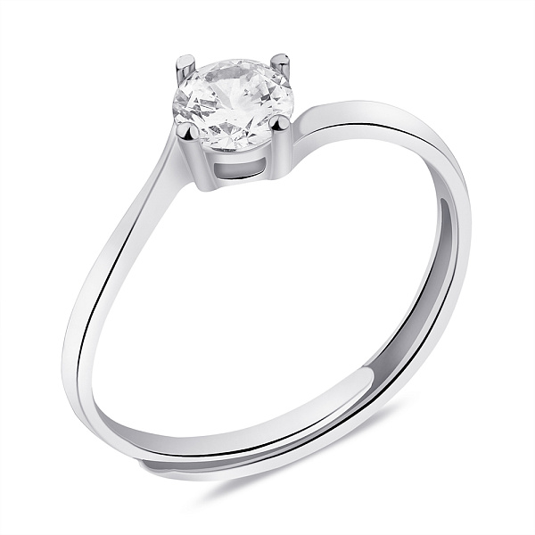 Серебряное безразмерное кольцо с фианитом (арт. 7501/6254) – изображение 1
