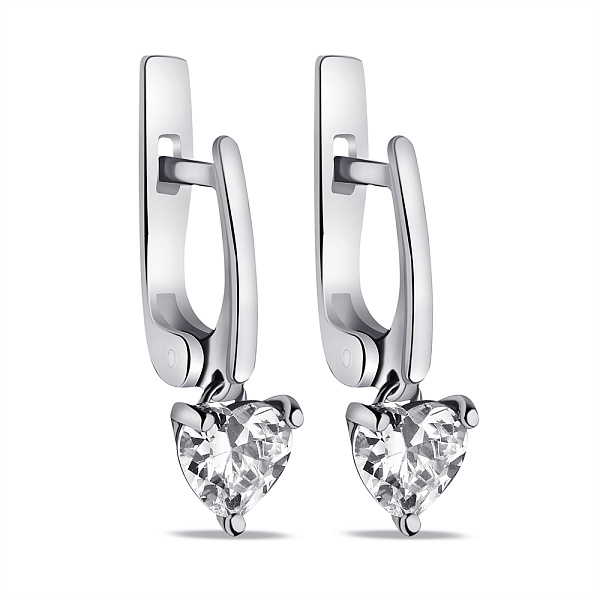 Серебряные серьги-подвески Сердечки (арт. 7502/618сп) – изображение 1