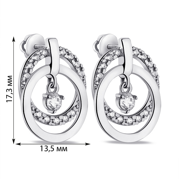 Серьги серебряные с фианитами (арт. 7518/А122сю) – изображение 2