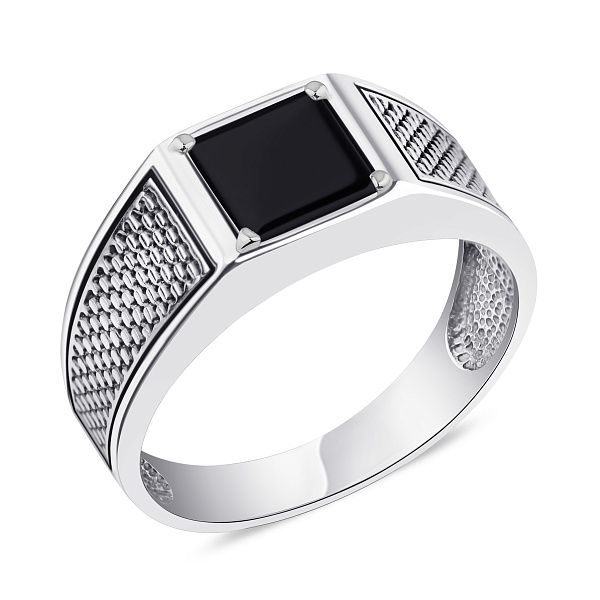 Серебряная печатка с ониксом (арт. 7906/1356чо) – изображение 1