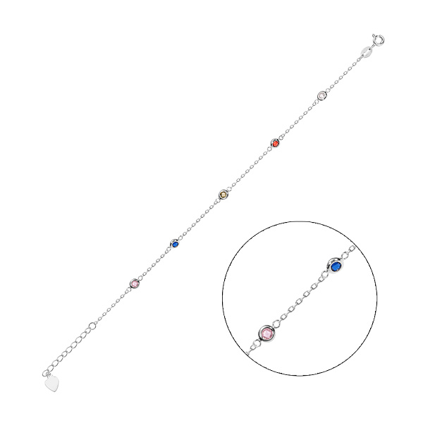 Серебряный браслет с цветными фианитами (арт. 7509/2289а) – изображение 1