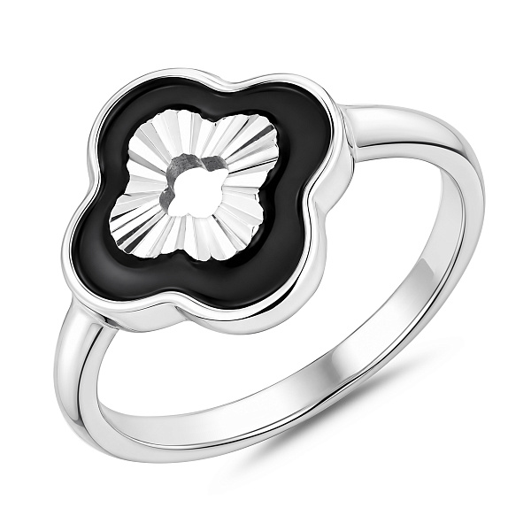 Серебряное кольцо клевер с эмалью (арт. 7501/8922еч) – изображение 1