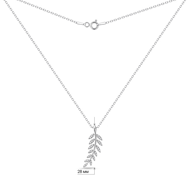 Серебряное колье с подвеской веточка с фианитами (арт. 7507/2550) – изображение 3