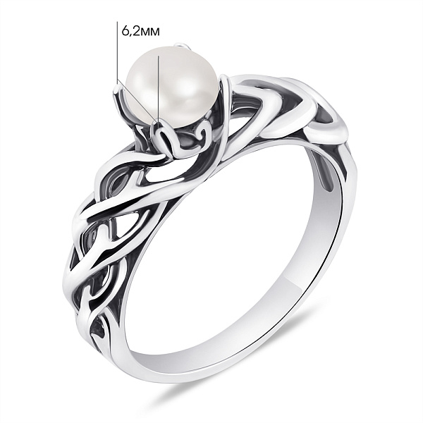 Серебряное кольцо с жемчугом (арт. 7901/0847.10жб) – изображение 2