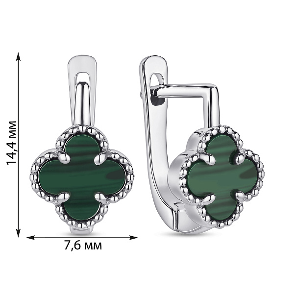 Серебряные серьги с малахитом (арт. 7502/4537/8млх) – изображение 2