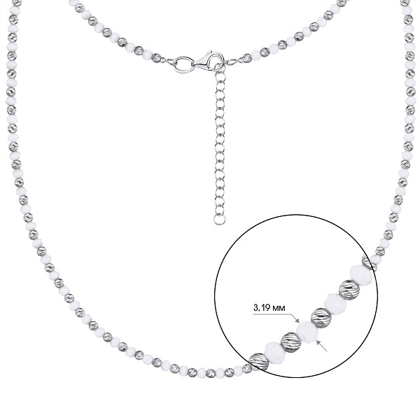 Серебряное колье с белым ониксом (арт. 7507/928об) – изображение 2