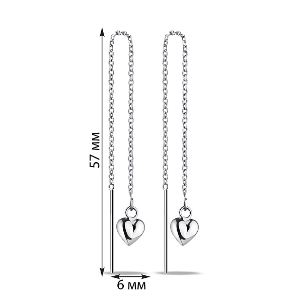 Серьги-протяжки из серебра Сердечки (арт. 7502/9003) – изображение 2