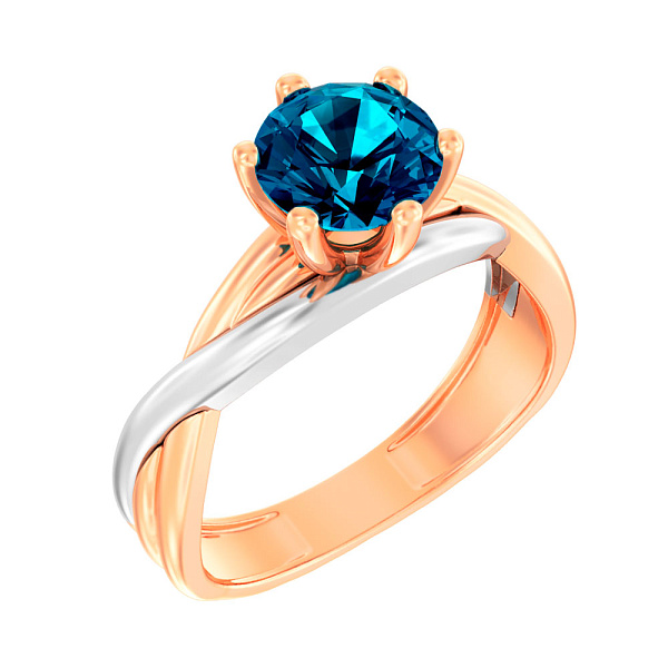 Золотое кольцо с топазом Blue Ocean (арт. 140746Пл) – изображение 1