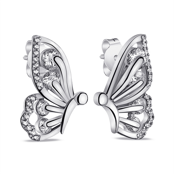 Серебряные серьги Бабочки с фианитами (арт. 7518/6897) – изображение 1