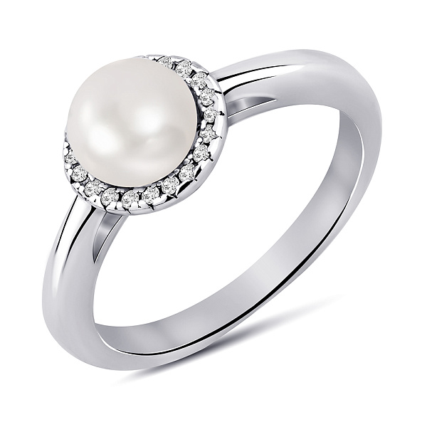 Серебряное кольцо с жемчугом (арт. 7501/4058/1жб) – изображение 1