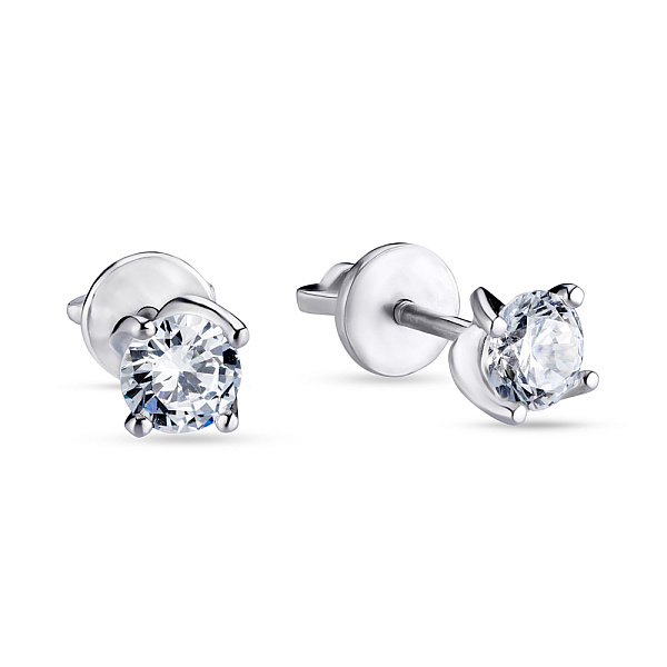 Серебряные серьги пусеты с фианитом (арт. 7518/25037р) – изображение 1
