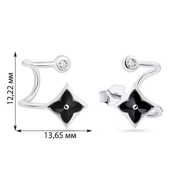 Серьги из серебра с эмалью и фианитами (арт. 7518/6128еч) – изображение 2