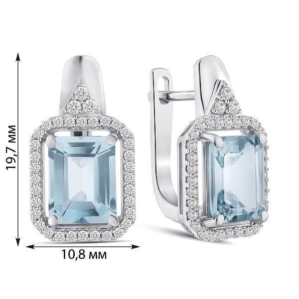 Серебряные серьги с топазом и фианитами (арт. 7502/2188322Пг) – изображение 2