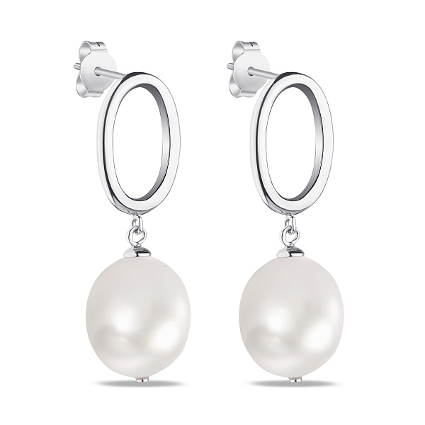 Серьги-пусеты из серебра с жемчугом (арт. 7518/5764жб) – изображение 1