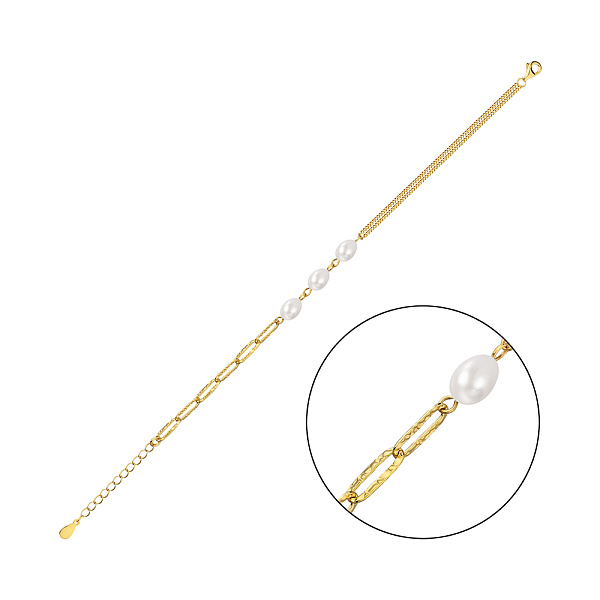 Браслет серебряный Trendy Style с жемчугом и с желтым родированием (арт. 7509/3615жжб) – изображение 1