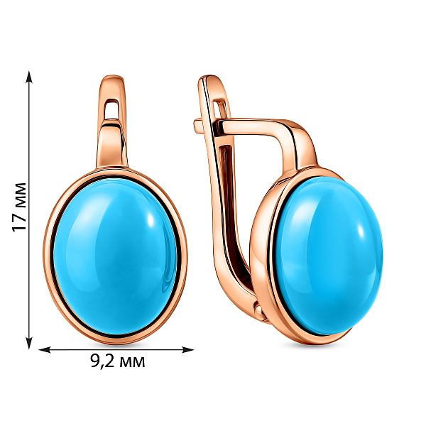 Сережки из красного золота с бирюзой (арт. 111146ПюГГ) – изображение 4