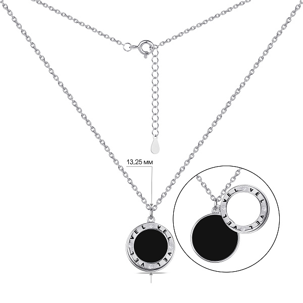 Серебряное колье Love с ониксом (арт. 7507/1294о) – изображение 3