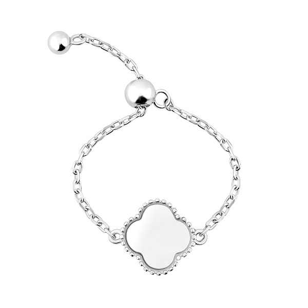 Серебряное кольцо Клевер с цепочкой (арт. 7501/8390/9п) – изображение 1