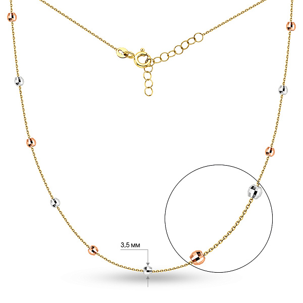 Золотое колье с шариками (арт. 352603жбк) – изображение 6