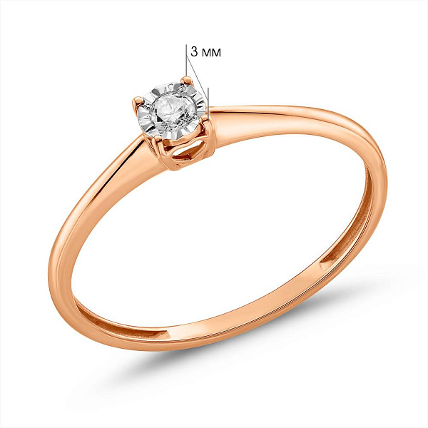Золотое кольцо с бриллиантом (арт. К011698005) – изображение 4