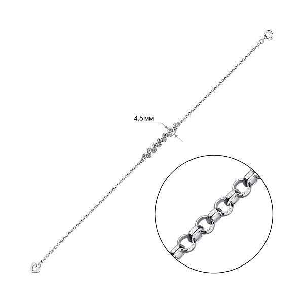 Серебряный браслет с фианитами (арт. 7509/802брю) – изображение 2
