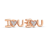 Фото Серьги-пусеты из красного золота I Love You c фианитами (арт. 111083)
