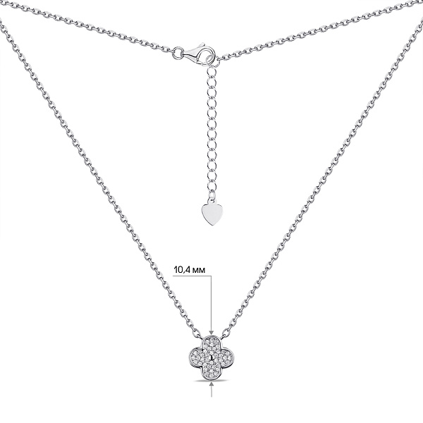Колье из серебра Клевер с фианитами (арт. 7507/2194/10) – изображение 3
