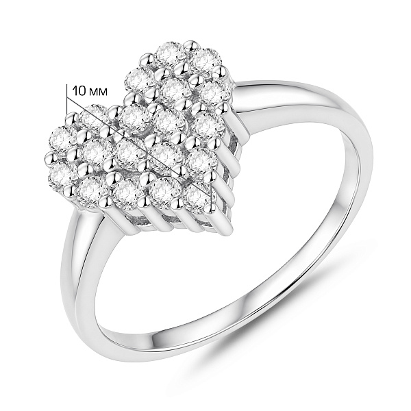 Серебряное кольцо сердце с фианитами (арт. 7501/8814) – изображение 2