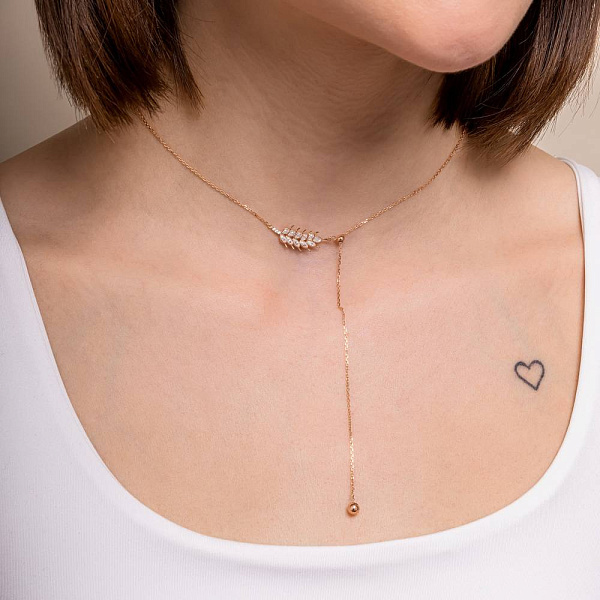 Золотое колье Колосок с фианитами (арт. 361224) – изображение 2