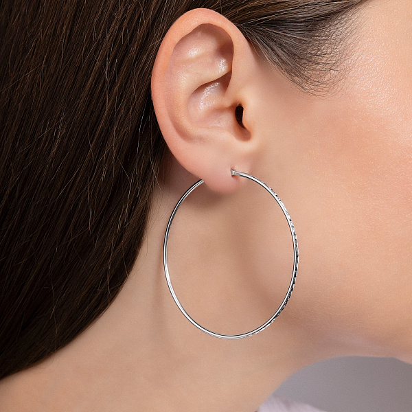 Золотые серьги-кольца без камней (арт. 1091729/50б) – изображение 2