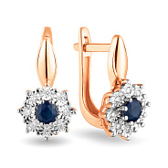 Фото Серьги из красного золота с сапфиром и бриллиантами (арт. С011062с)