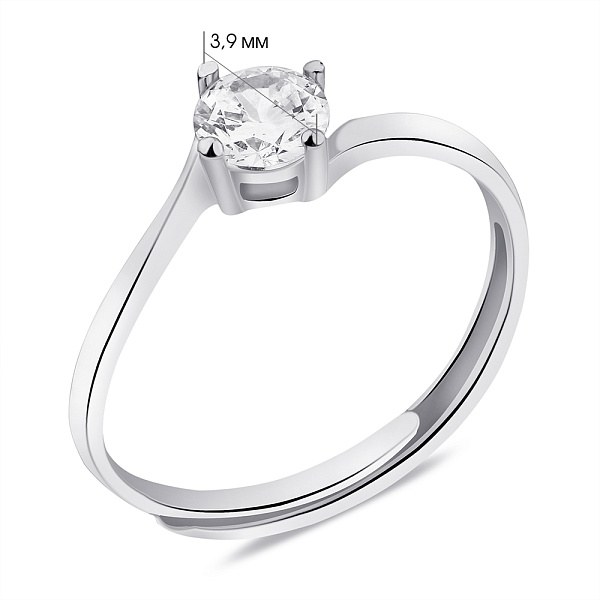 Серебряное безразмерное кольцо с фианитом (арт. 7501/6254) – изображение 2